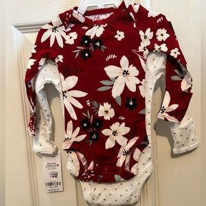 3 Piece Set- 2 long sleeve shirts and a pair tights with ruffles on the bottom.